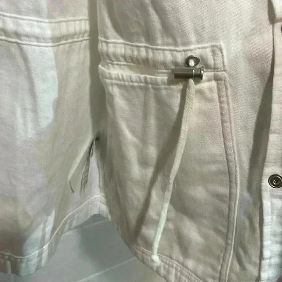 J. Crew Women's Utility Drawcord Jacket XSMALL White Full Zip/Snap Long Sleeve - Picture 6 of 11